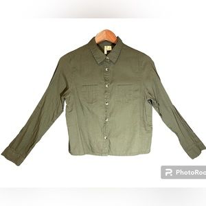 Japna Cropped Long Sleeve Cotton Shirt Size Medium